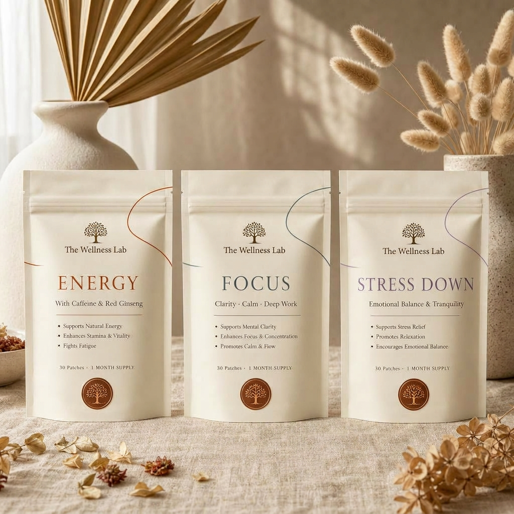 WellnessLab Energy, Focus and Stress Down patch pouches